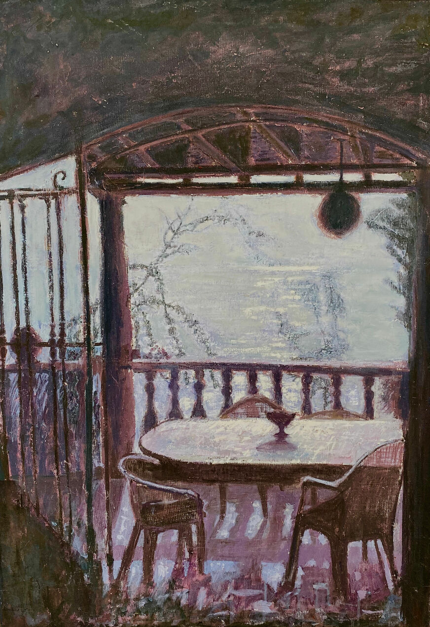 Terrace with moonlight reflection